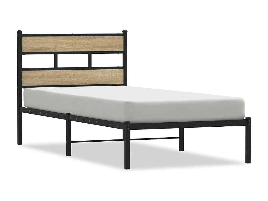 Cadre de lit en métal sans matelas chêne sonoma 107x203 cm