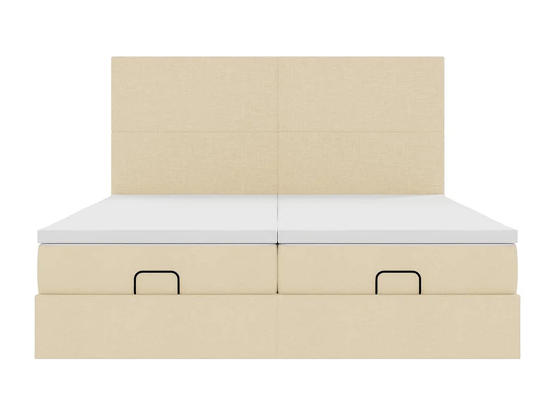 Ottoman bed met matrassen en LED's 200x200cm stof crèmekleurig