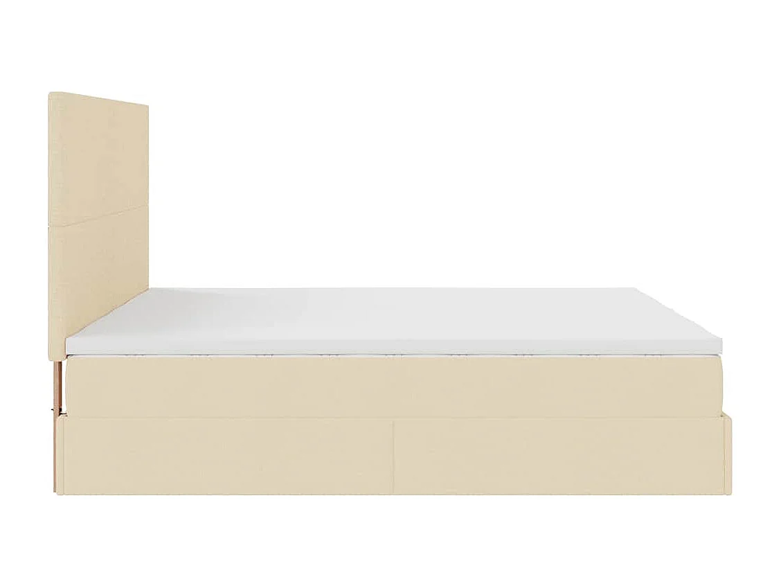 Ottoman bed met matrassen en LED's 200x200cm stof crèmekleurig