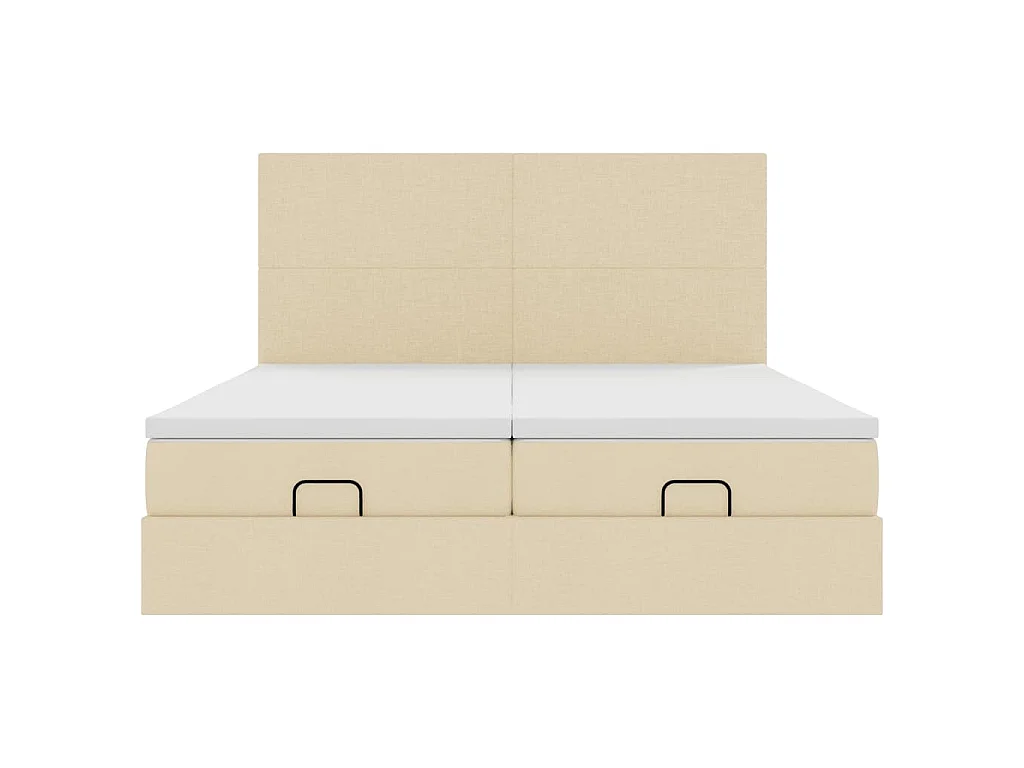 Struttura Letto Pouf con Materassi Crema 200x200 cm in Tessuto
