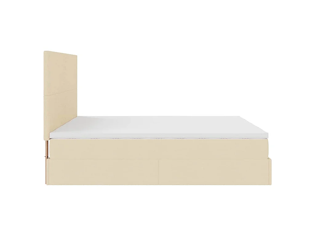 Struttura Letto Pouf con Materassi Crema 200x200 cm in Tessuto