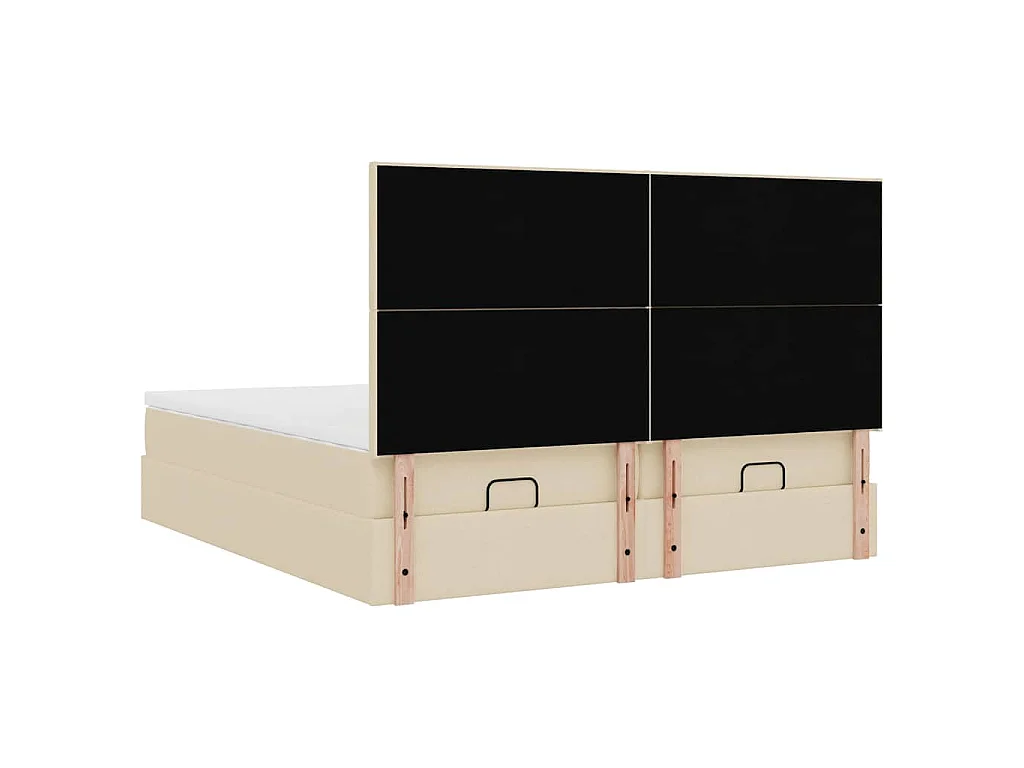 Struttura Letto Pouf con Materassi Crema 200x200 cm in Tessuto