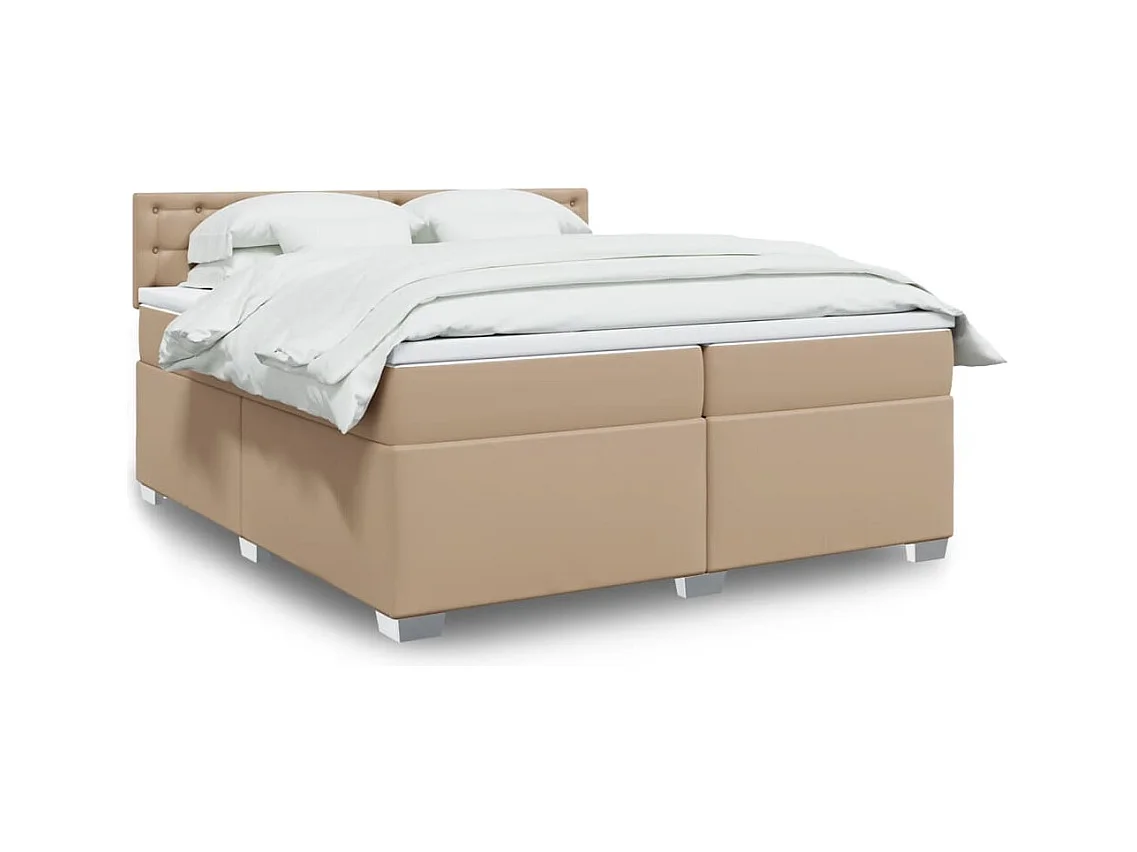 Boxspringbett Matratze Cappuccino-Braun 200x200cm Kunstleder