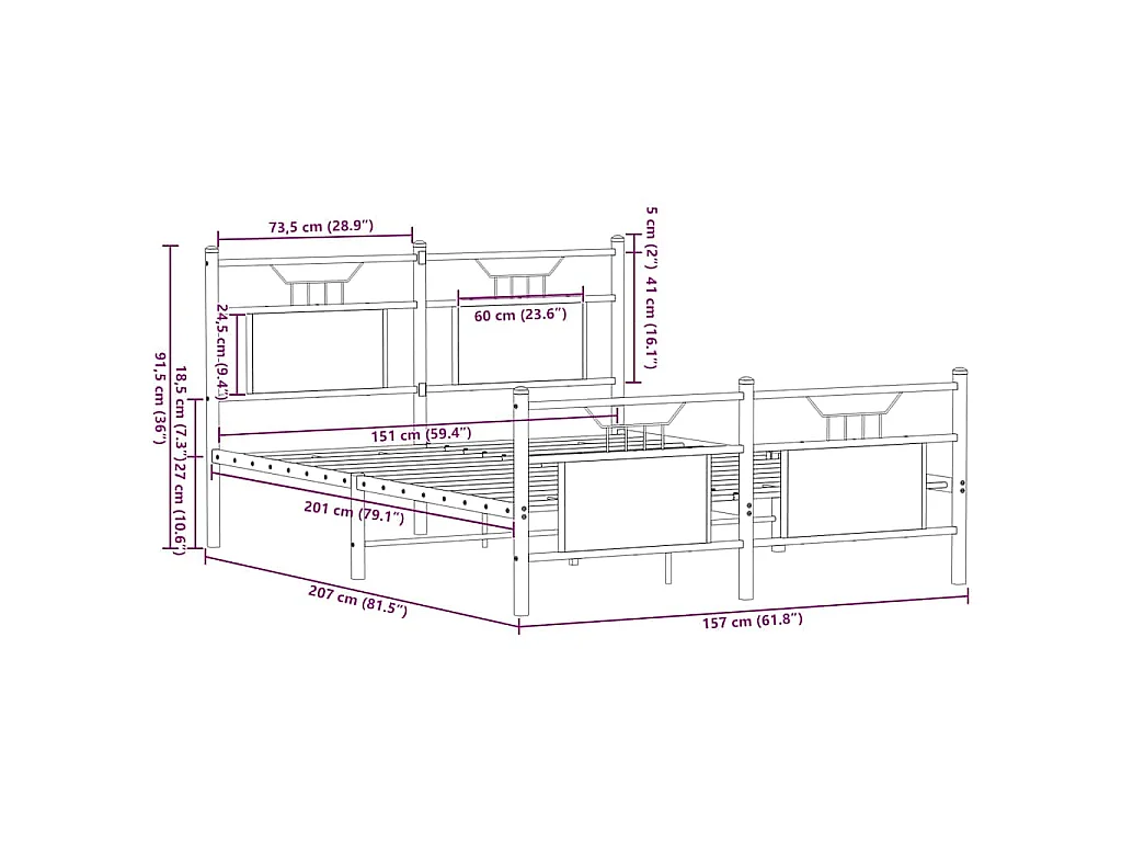 Bettgestell ohne Matratze Sonoma-Eiche 150x200 cm Holzwerkstoff