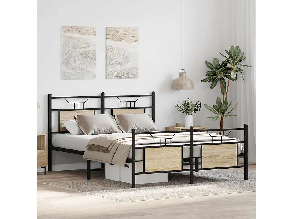 Bettgestell ohne Matratze Sonoma-Eiche 150x200 cm Holzwerkstoff