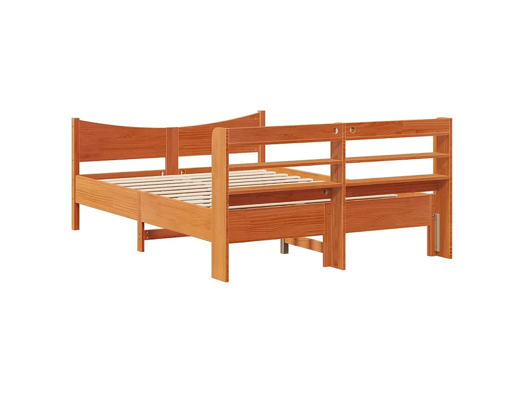 Cadre de lit et tête de lit cire marron 150x200 cm bois de pin