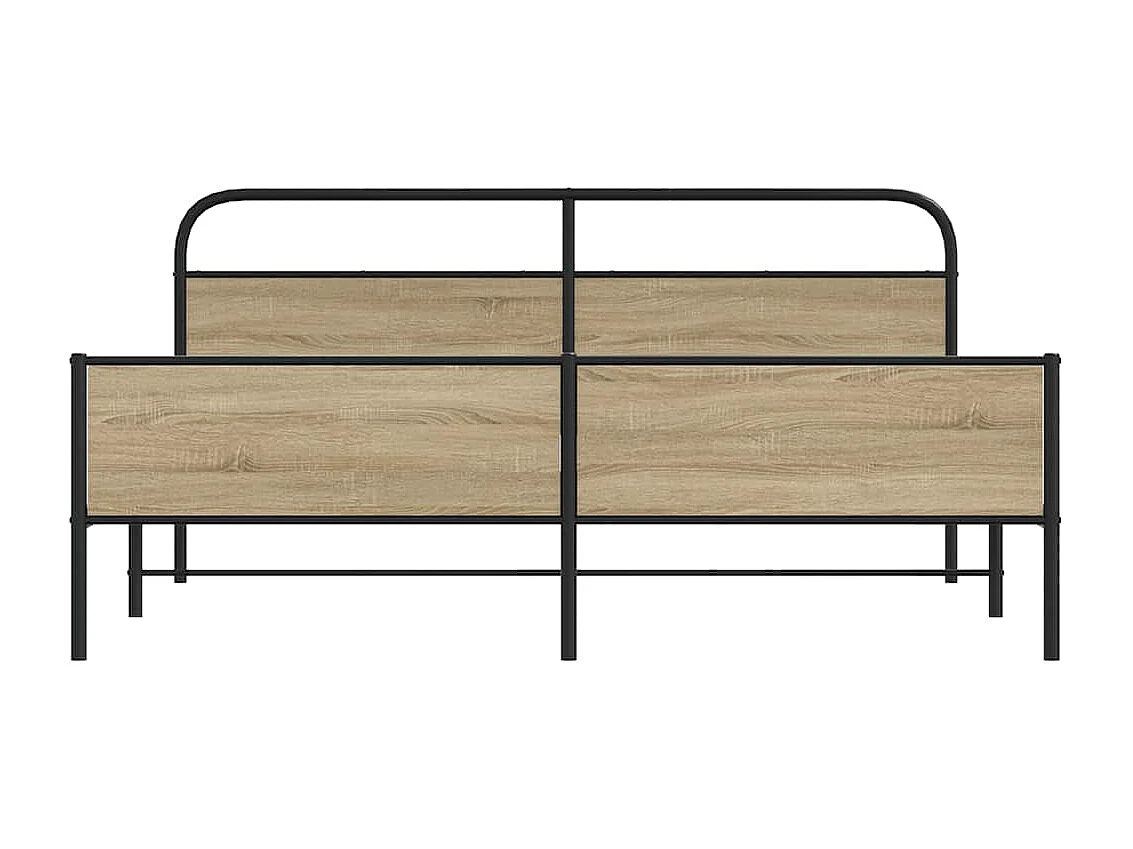Cadre de lit en métal sans matelas chêne fumé 193x203 cm