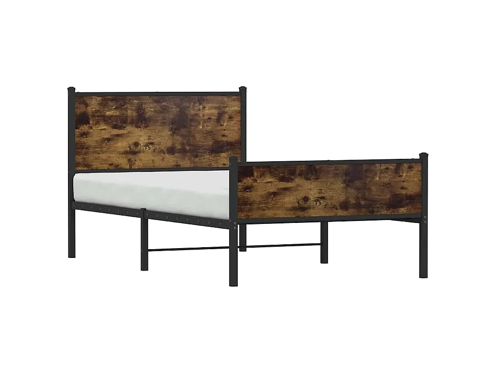 Bedframe zonder matras metaal gerookt eikenkleurig 107x203 cm