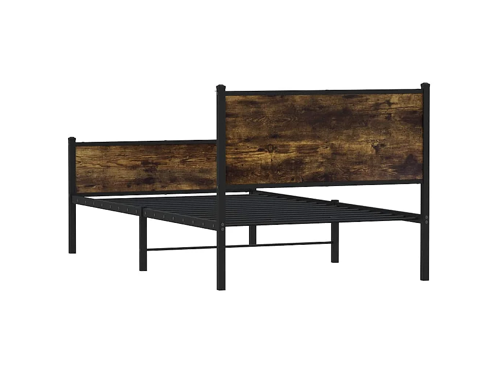 Bedframe zonder matras metaal gerookt eikenkleurig 107x203 cm
