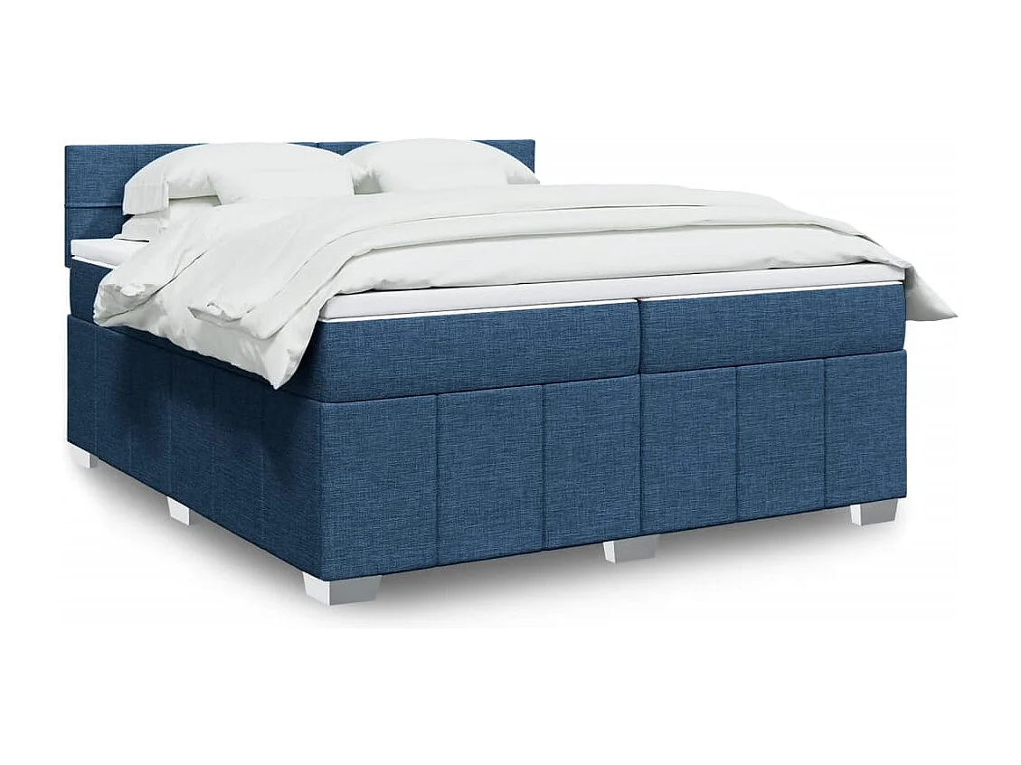 Boxspring met matras stof blauw 200x200 cm
