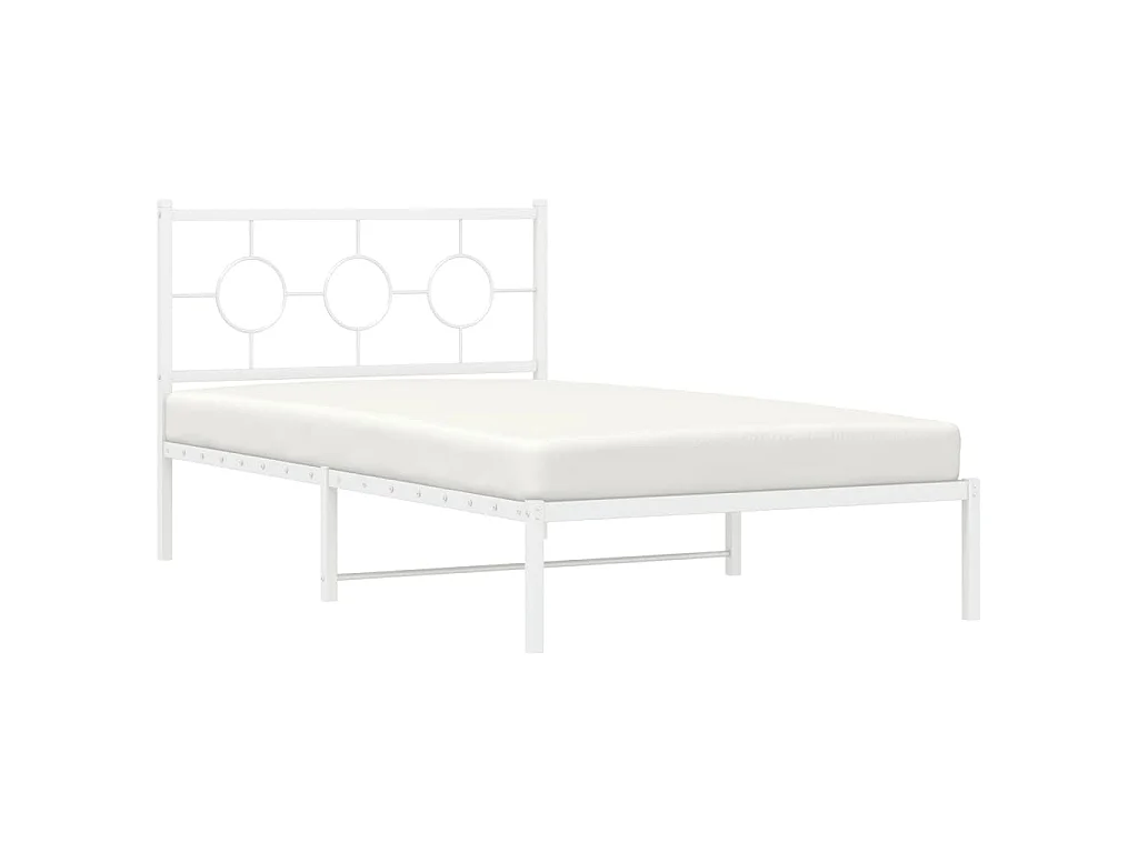 Cadre de lit métal sans matelas et pied de lit blanc 107x203 cm