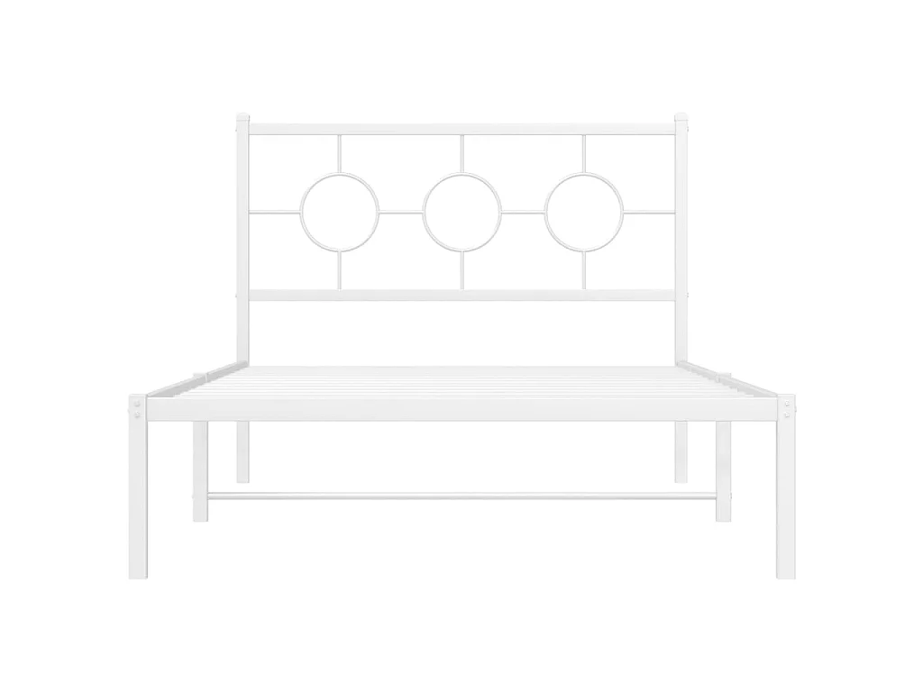 Cadre de lit métal sans matelas et pied de lit blanc 107x203 cm