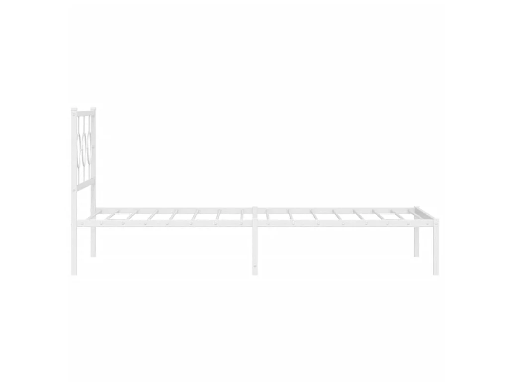 Cadre de lit métal sans matelas et pied de lit blanc 107x203 cm