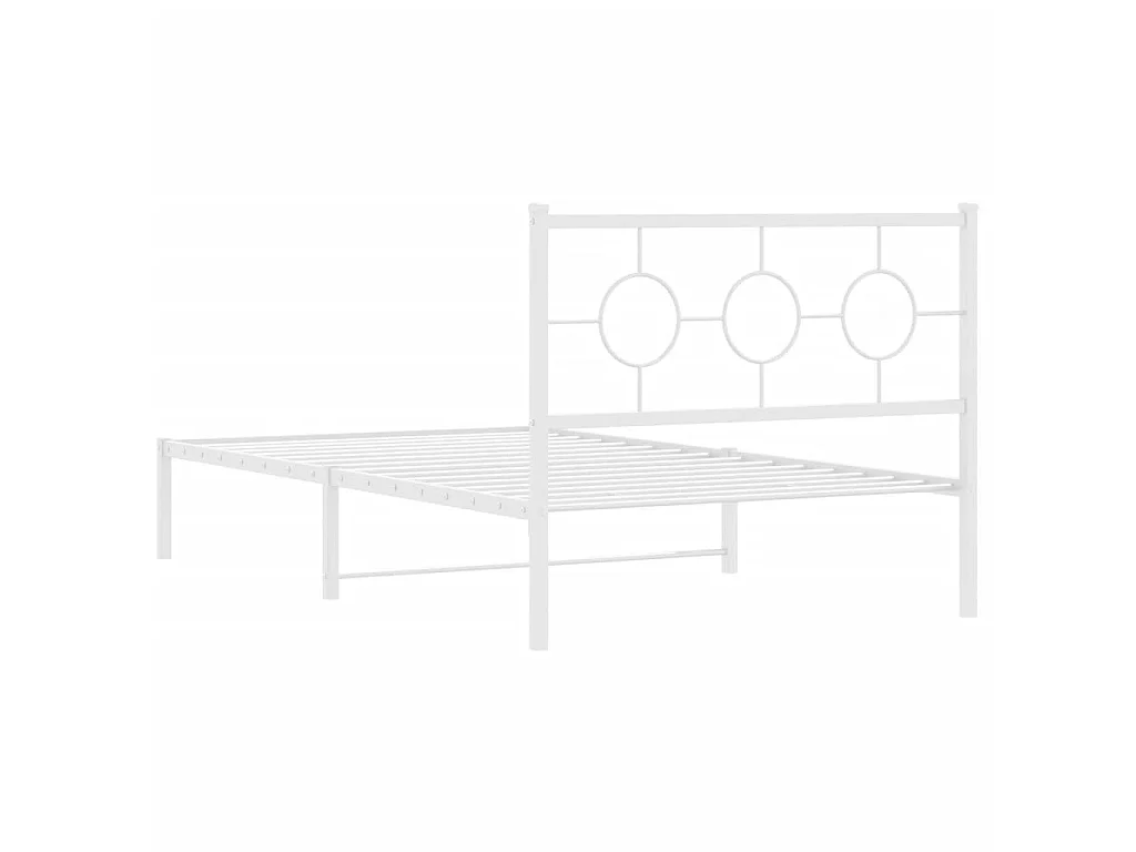 Cadre de lit métal sans matelas et pied de lit blanc 107x203 cm