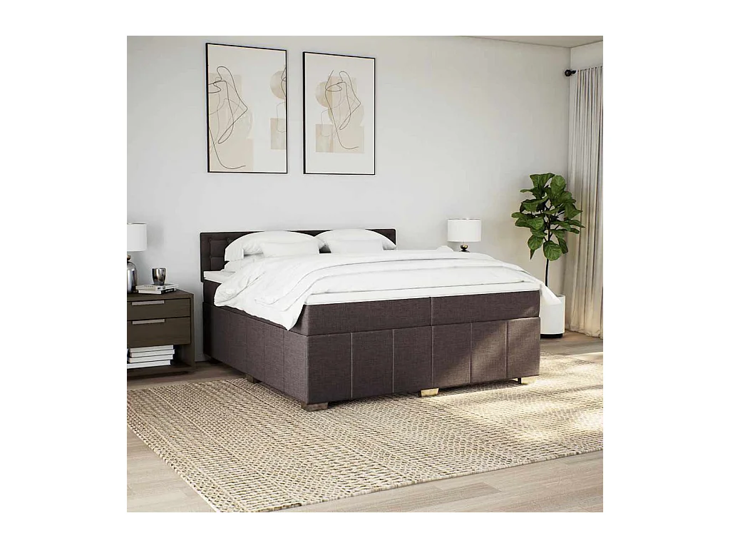 Sommier à lattes de lit avec matelas Marron foncé 200x200 cm