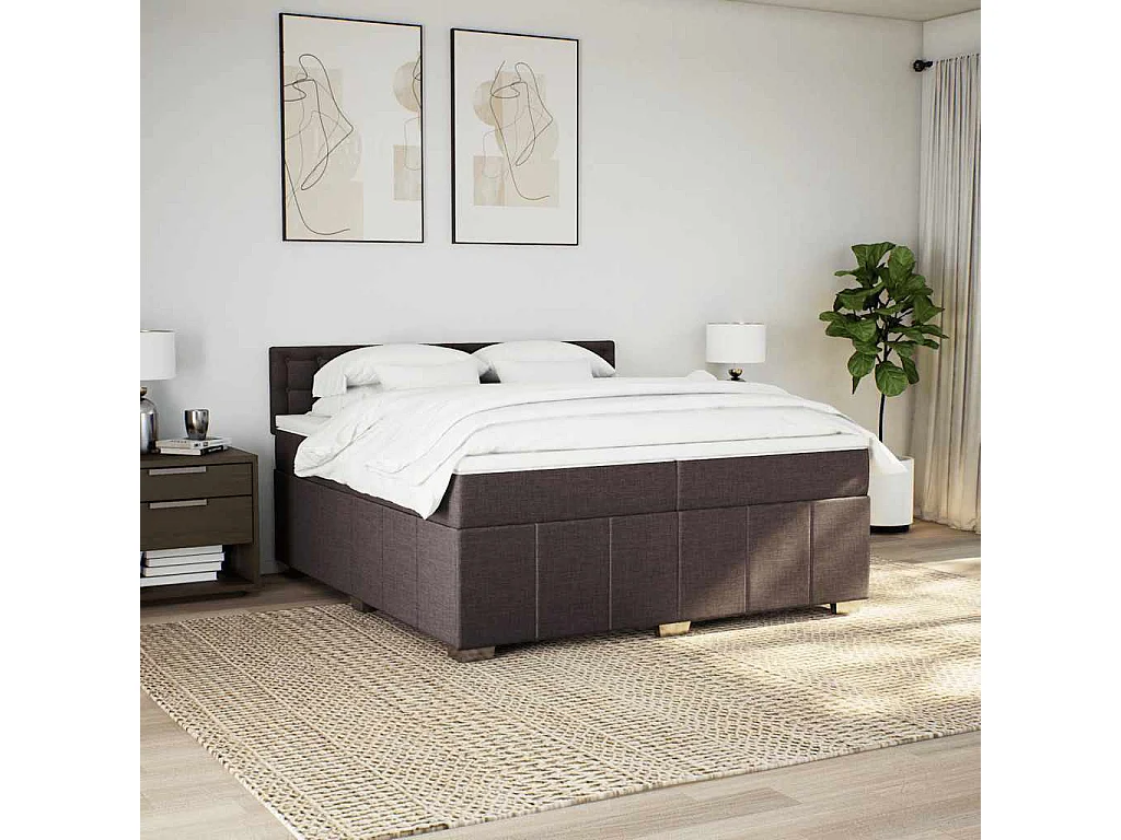 Boxspringbett mit Matratze Dunkelbraun 200x200 cm Stoff