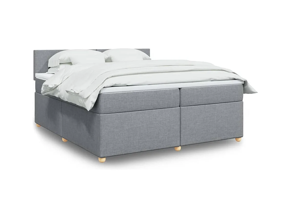 Sommier à lattes de lit avec matelas Gris clair 200x200cm Tissu
