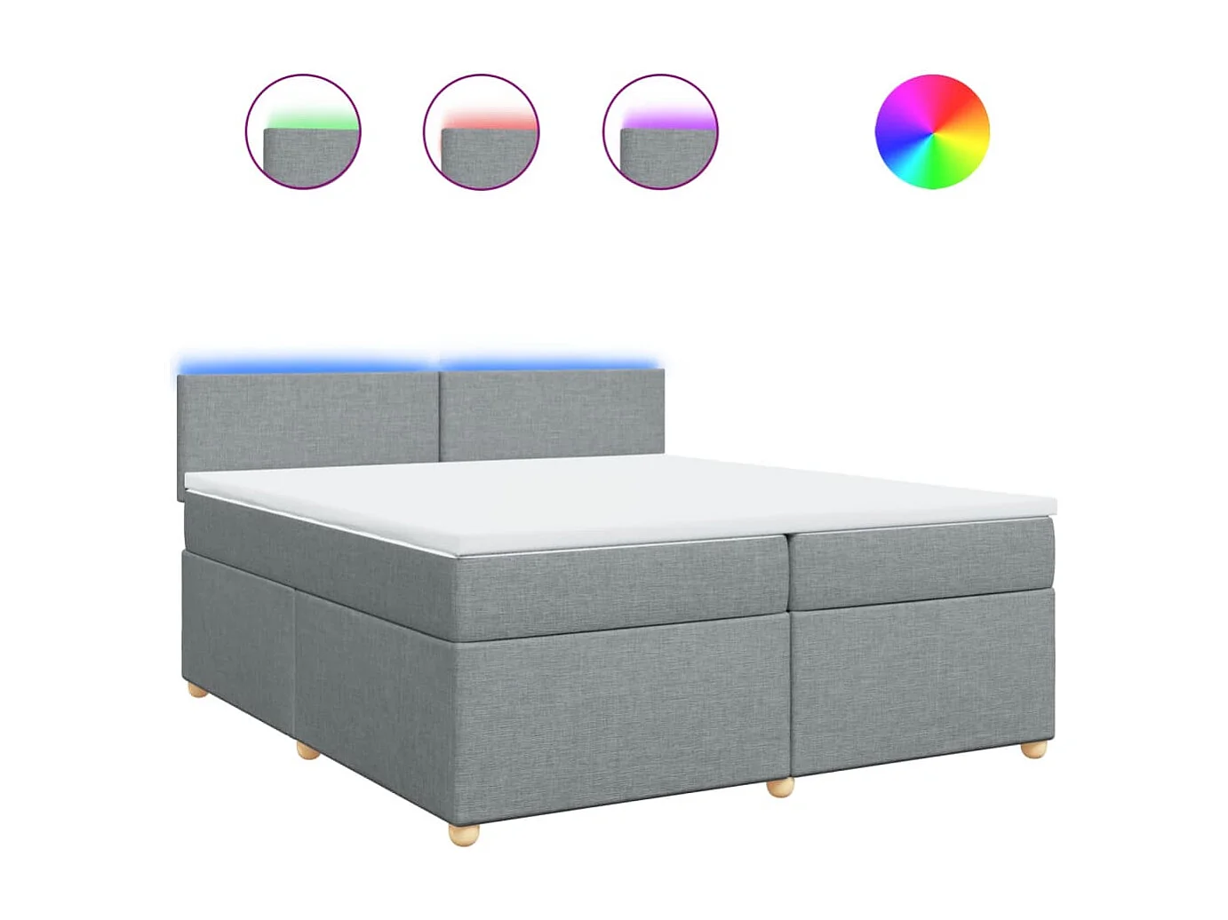 Boxspringbett mit Matratze Hellgrau 200x200 cm Stoff