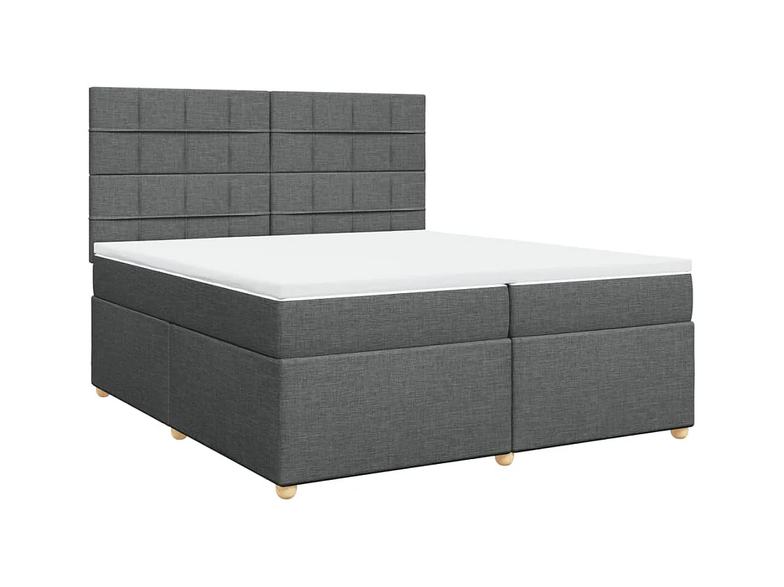Sommier à lattes de lit avec matelas Gris foncé 200x200cm Tissu