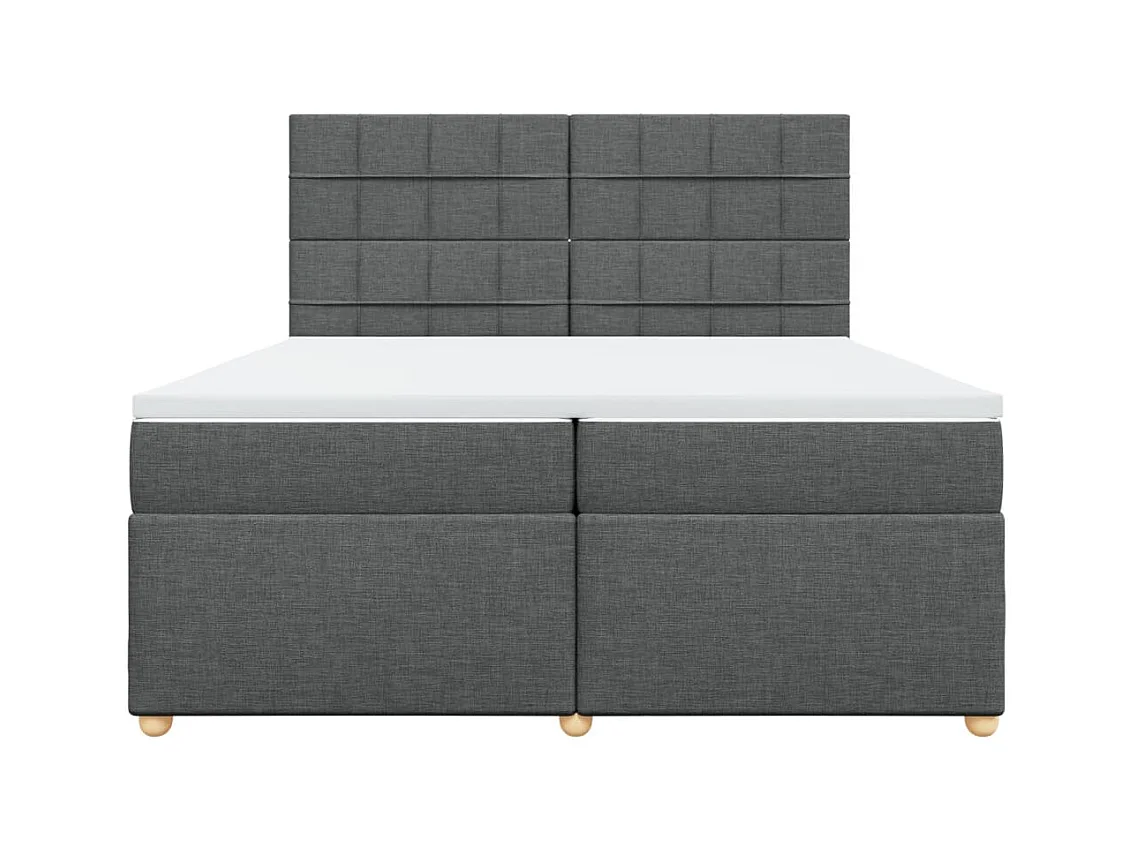 Sommier à lattes de lit avec matelas Gris foncé 200x200cm Tissu