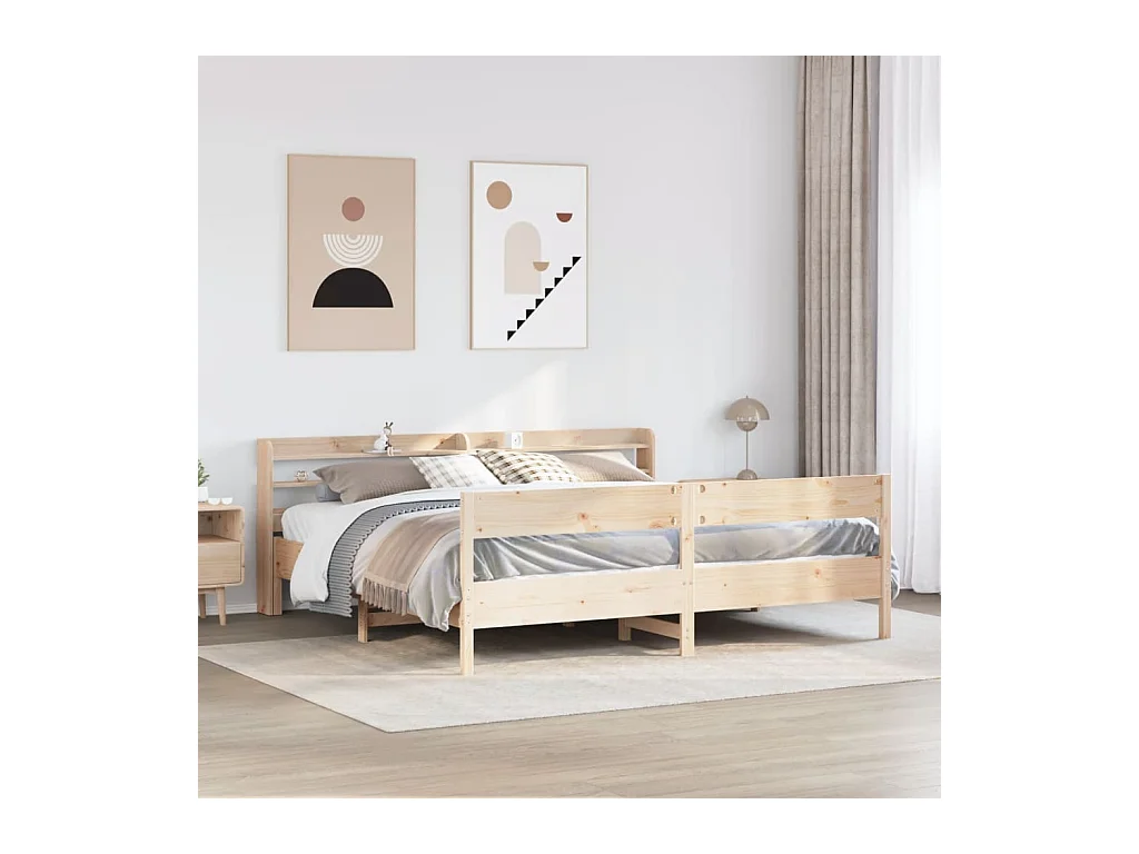 Cadre de lit sans matelas 200x200 cm bois massif de pin
