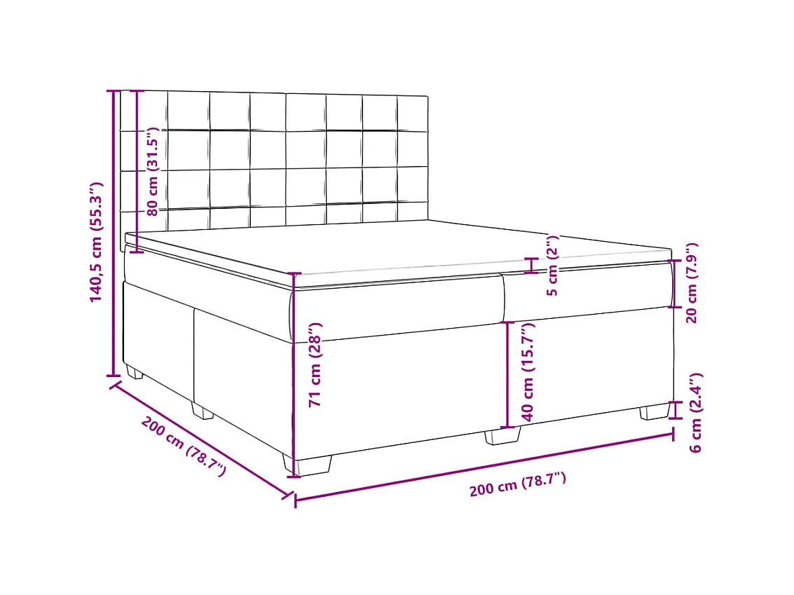 Boxspring met matras stof taupe 200x200 cm
