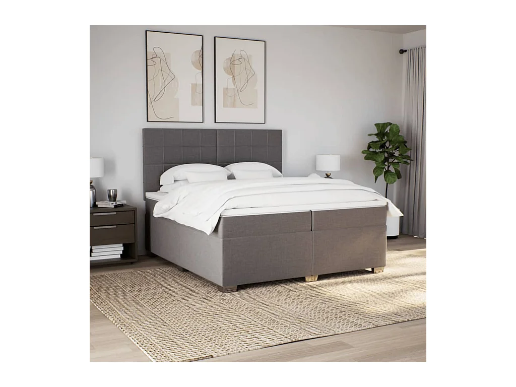 Boxspring met matras stof taupe 200x200 cm