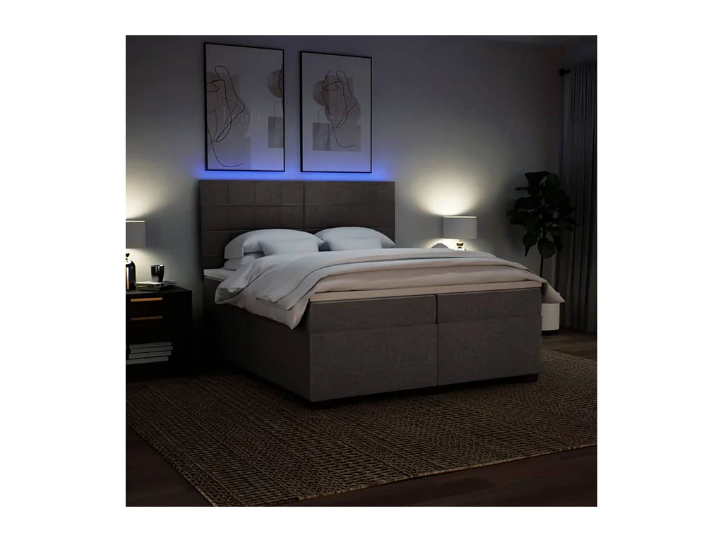 Boxspring met matras stof taupe 200x200 cm