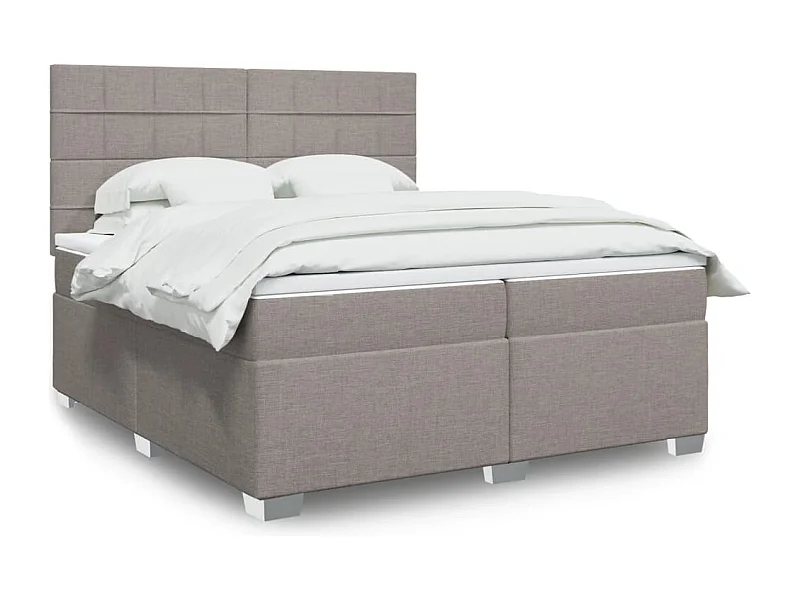 Cama com molas/colchão 200x200 cm tecido castanho-acinzentado