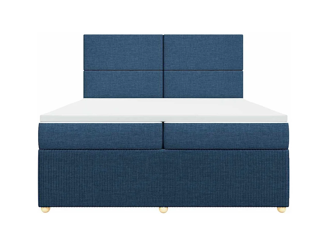 Sommier à lattes de lit avec matelas Bleu 200x200 cm Tissu