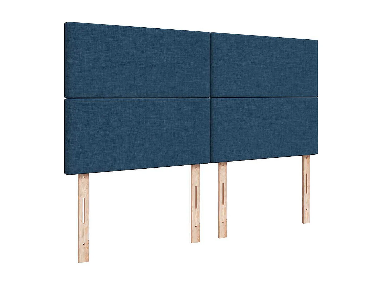 Cama box spring con colchón tela azul 200x200 cm