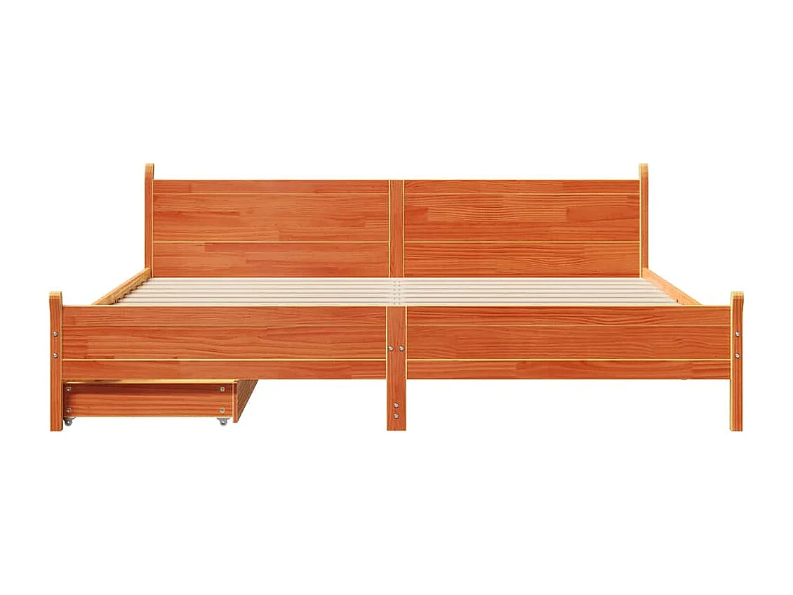 Cadre de lit sans matelas cire marron 200x200cm bois pin massif