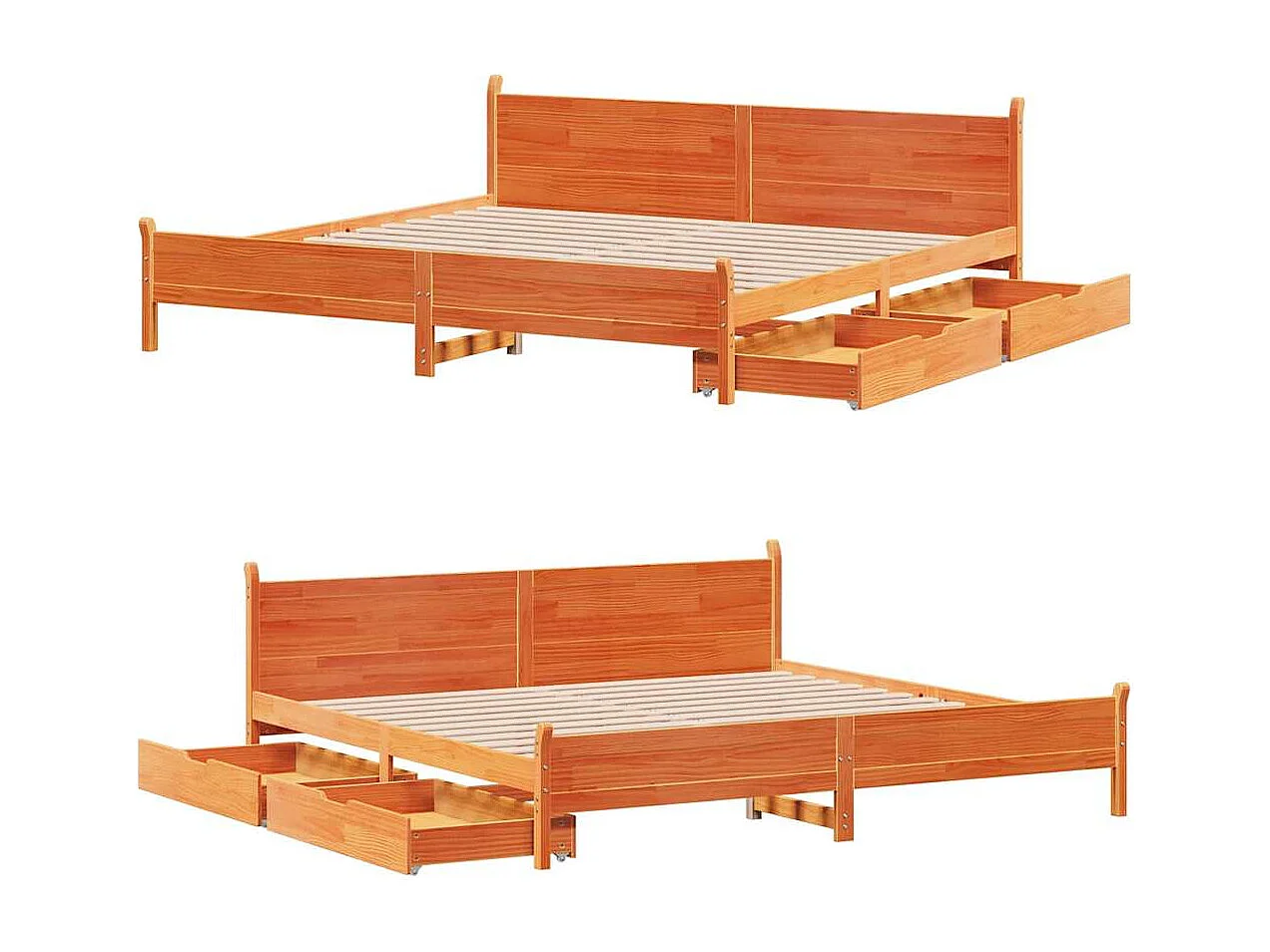 Bedframe zonder matras massief grenenhout wasbruin 200x200 cm