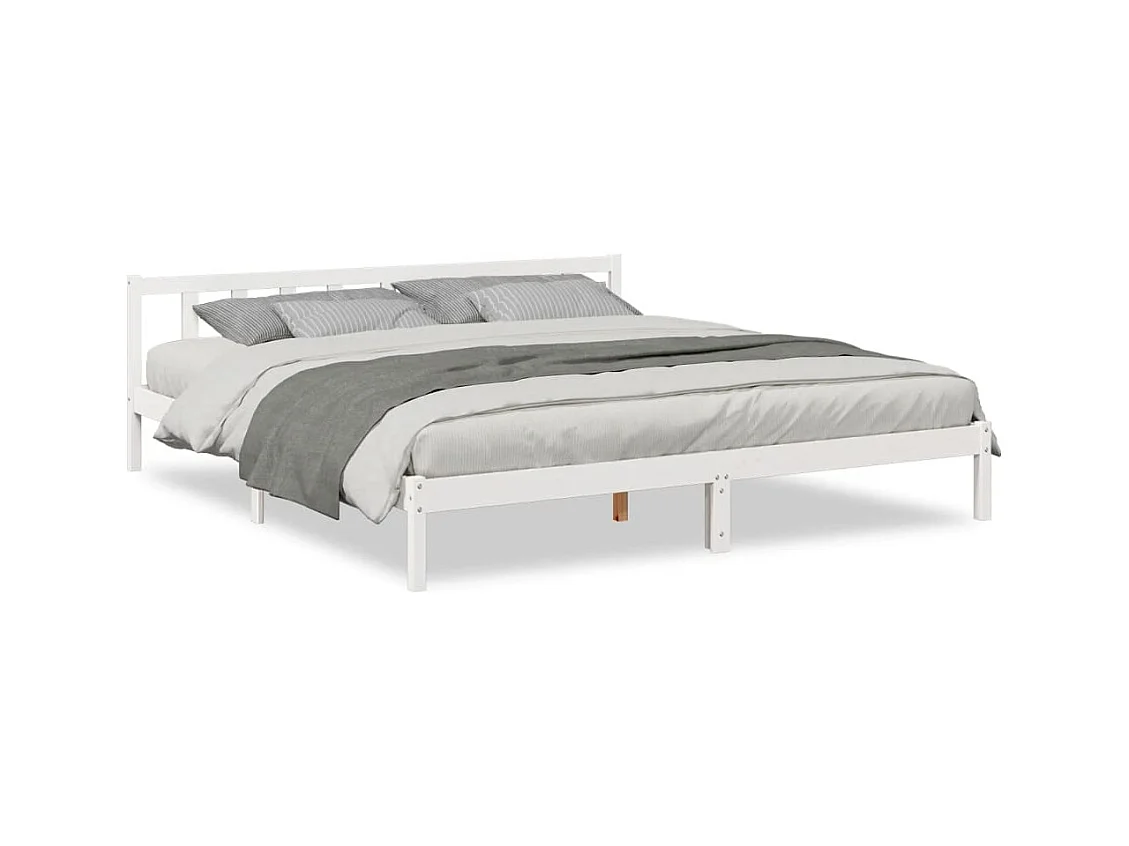 Cadre de lit extra long sans matelas 200x210 cm bois massif pin