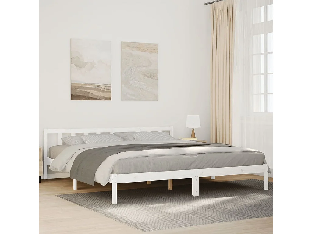 Cadre de lit extra long sans matelas 200x220 cm bois massif pin
