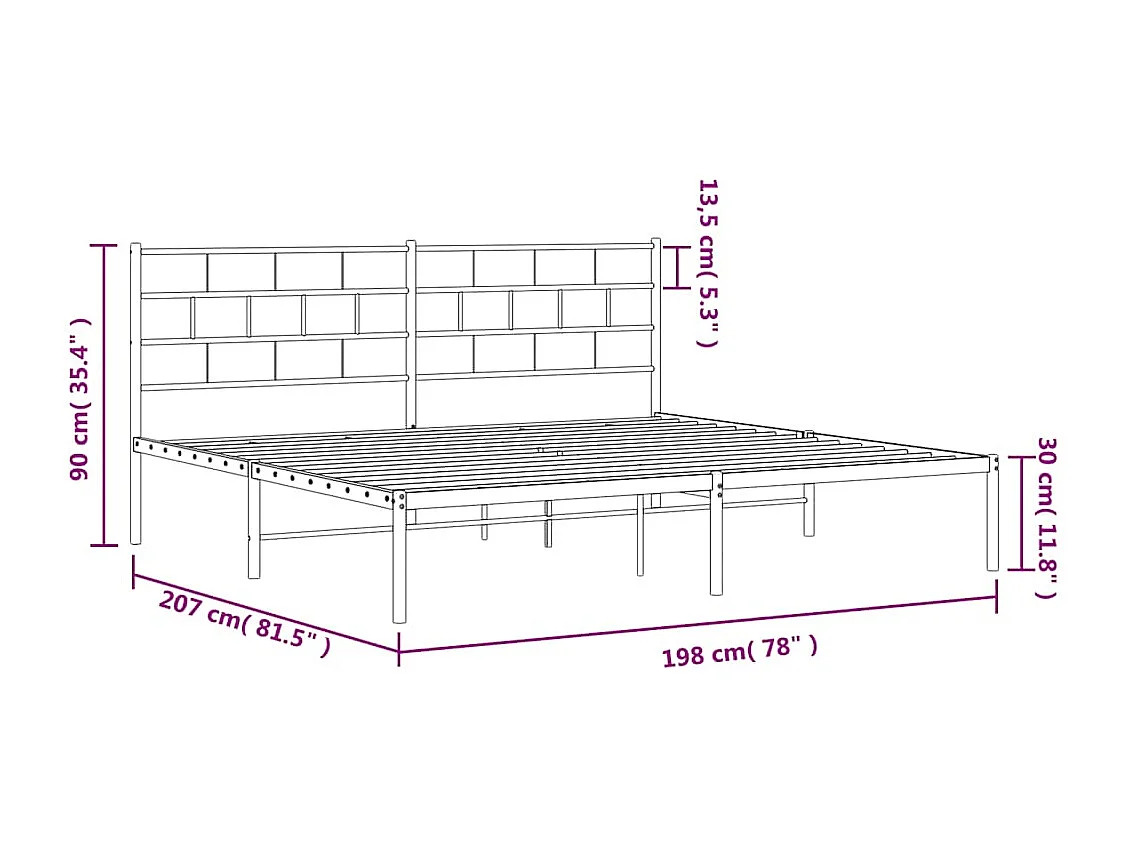 Estructura cama sin colchón con cabecero metal negro 193x203 cm