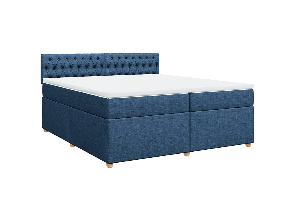 Sommier à lattes de lit avec matelas Bleu 200x200 cm Tissu
