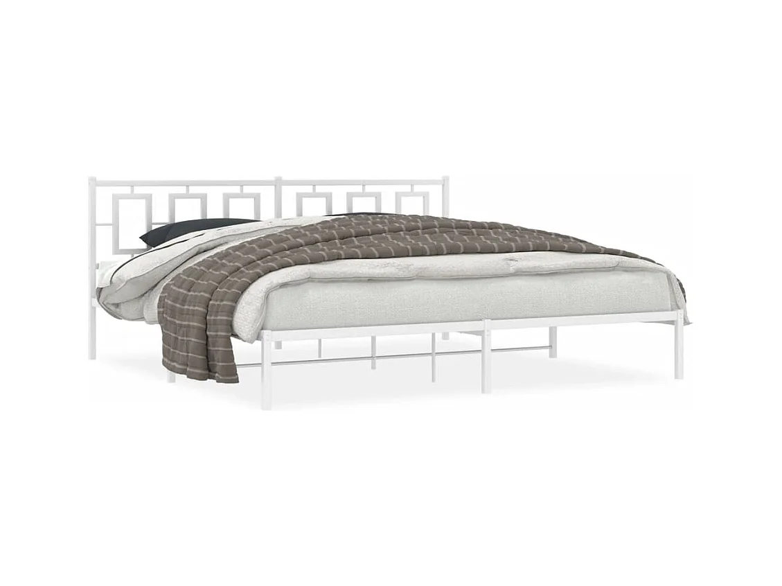 Bedframe met hoofdbord metaal wit 193x203 cm