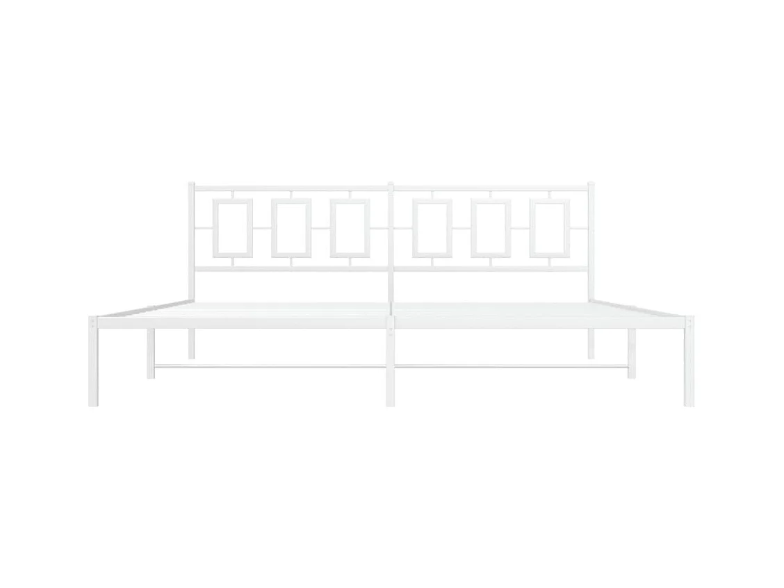 Bedframe met hoofdbord metaal wit 193x203 cm