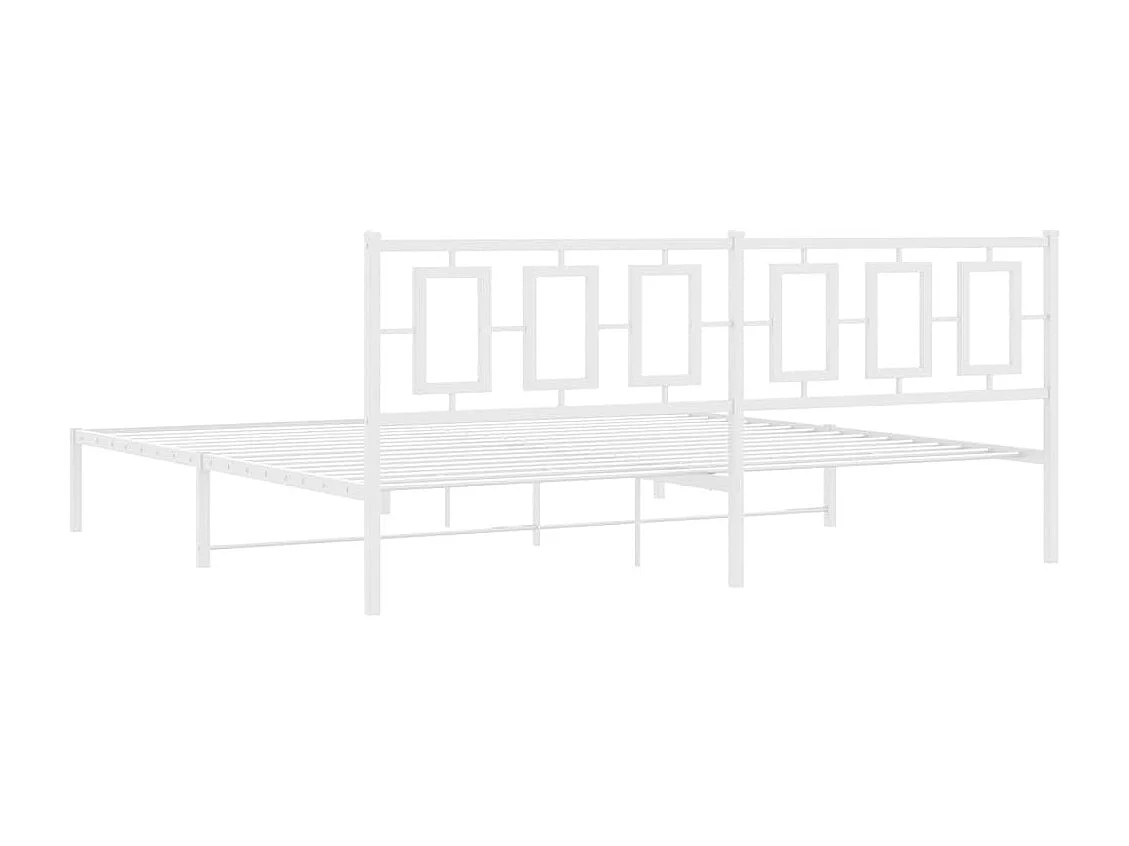 Bedframe met hoofdbord metaal wit 193x203 cm