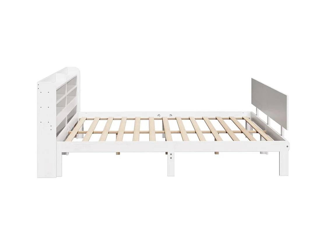 Cadre de lit avec tête de lit sans matelas blanc 200x200 cm