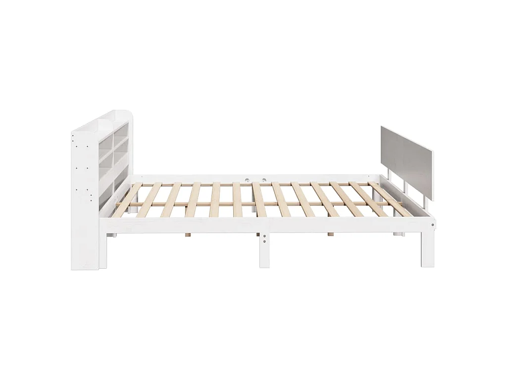 Estructura de cama con cabecero sin colchón blanco 200x200 cm