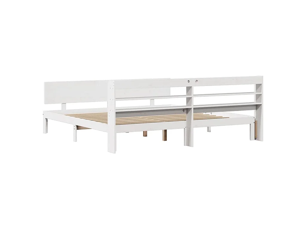 Estructura de cama con cabecero sin colchón blanco 200x200 cm