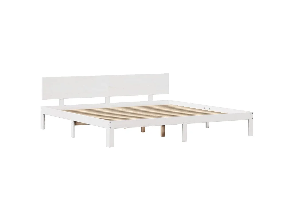Estructura de cama con cabecero sin colchón blanco 200x200 cm