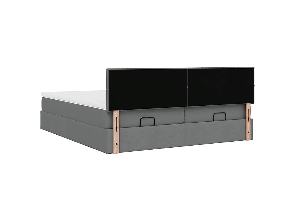 Ottoman bed met matrassen en LED's 200x200cm stof donkergrijs