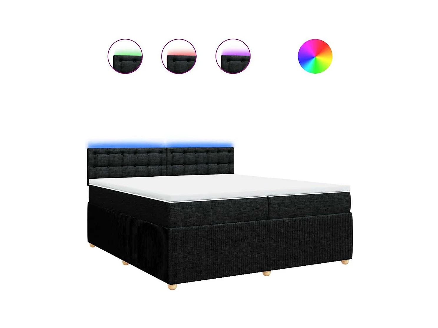 Boxspring met matras stof zwart 200x200 cm