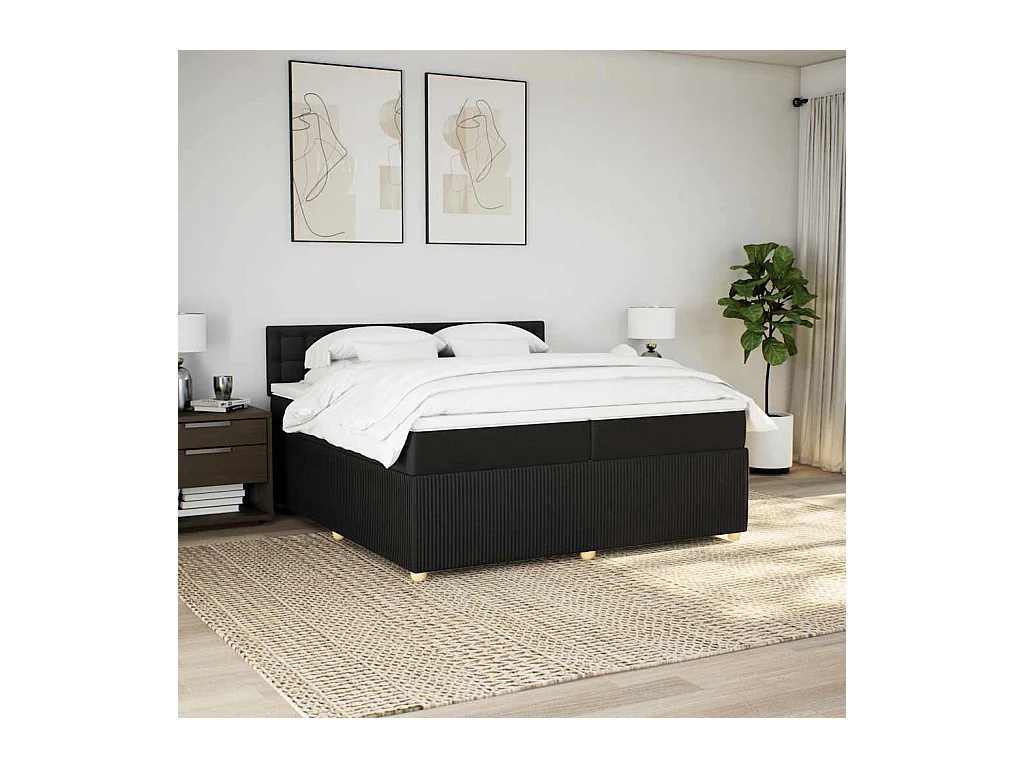 Boxspring met matras stof zwart 200x200 cm