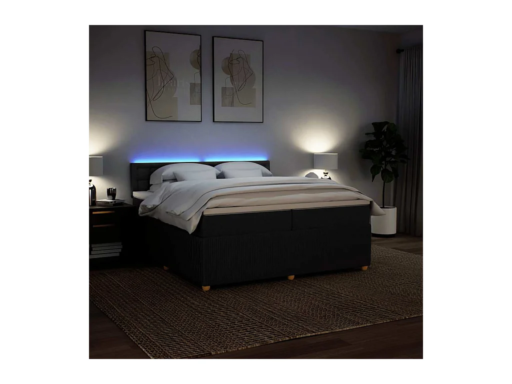 Boxspring met matras stof zwart 200x200 cm