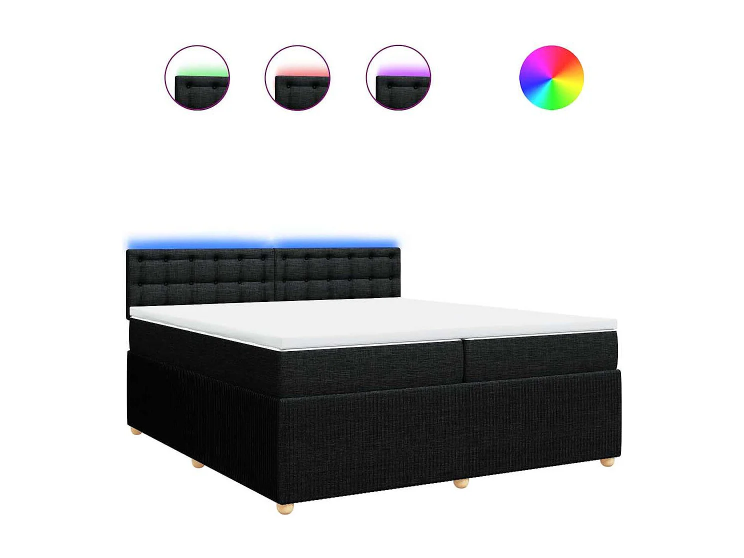 Sommier à lattes de lit avec matelas Noir 200x200 cm Tissu