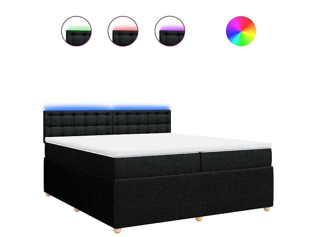 Sommier à lattes de lit avec matelas Noir 200x200 cm Tissu